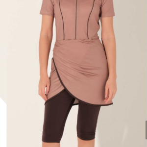 Mocha Short Sleeve Modest Swimwear Set